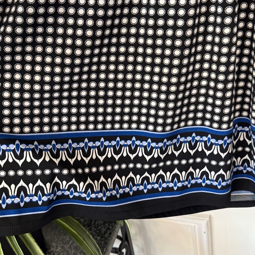 ❤️ NWOT Max Edition Black White Blue Bell Cuff V Neck Babydoll Dress M - Picture 3 of 6